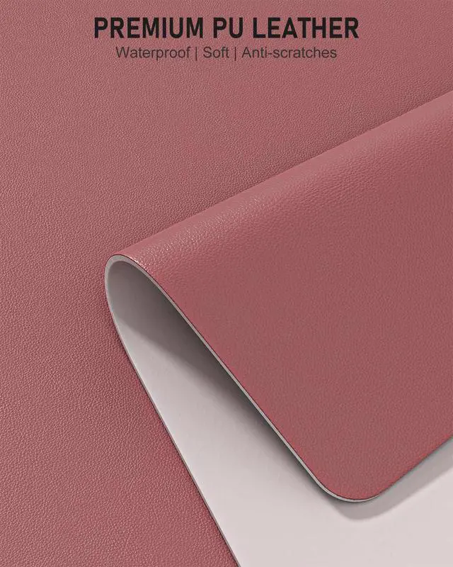 Alt view image 3 of 7 - Desk Pad, 30" x 14" PU Leather Non-Slip Desk Mat Large Mouse Pad for Desktop, Waterproof Laptop Computer Writing Mat for Office, Home, Work, Gaming, Deep Red