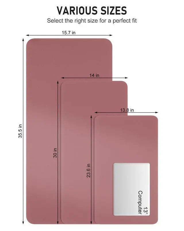 Alt view image 6 of 7 - Desk Pad, 30" x 14" PU Leather Non-Slip Desk Mat Large Mouse Pad for Desktop, Waterproof Laptop Computer Writing Mat for Office, Home, Work, Gaming, Deep Red