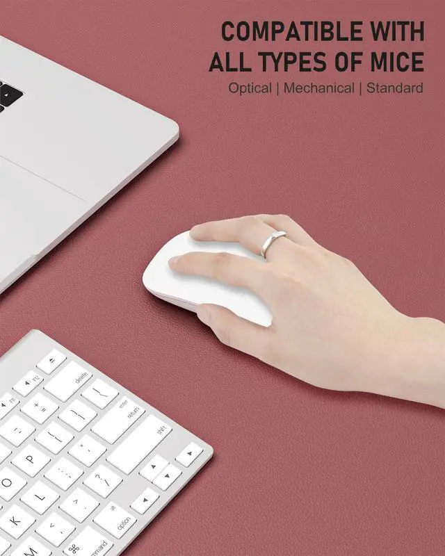 Alt view image 4 of 7 - Desk Pad, 30" x 14" PU Leather Non-Slip Desk Mat Large Mouse Pad for Desktop, Waterproof Laptop Computer Writing Mat for Office, Home, Work, Gaming, Deep Red