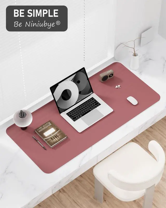 Alt view image 7 of 7 - Desk Pad, 30" x 14" PU Leather Non-Slip Desk Mat Large Mouse Pad for Desktop, Waterproof Laptop Computer Writing Mat for Office, Home, Work, Gaming, Deep Red