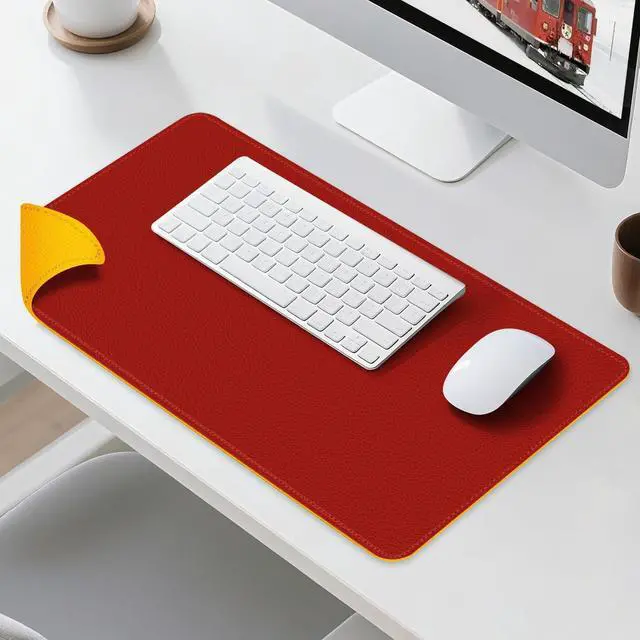 Main image of Dual Sided Leather Desk Mat - Waterproof Desk Pad - Ideal for Large Mouse Pad and Desk Mats on Top of Desks (red, 33"*13")
