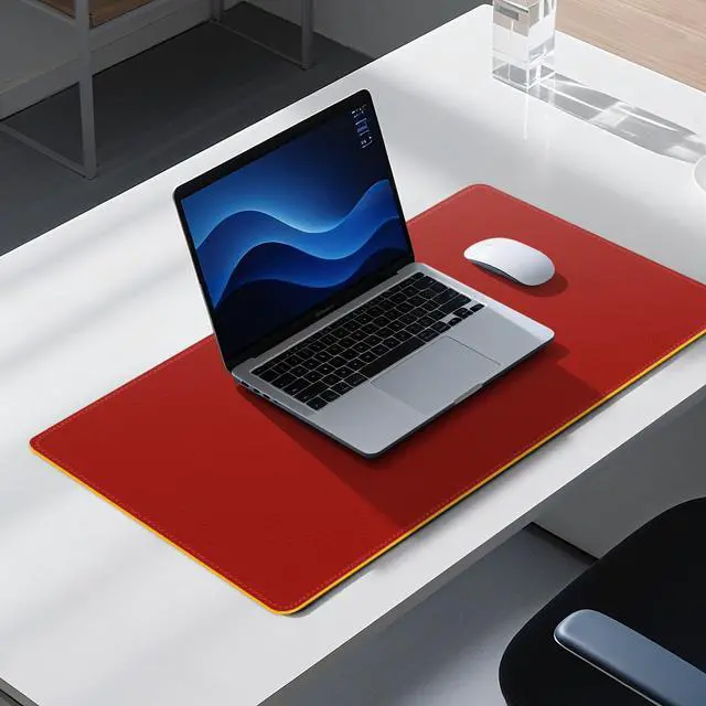 Alt view image 2 of 7 - Dual Sided Leather Desk Mat - Waterproof Desk Pad - Ideal for Large Mouse Pad and Desk Mats on Top of Desks (red, 33"*13")