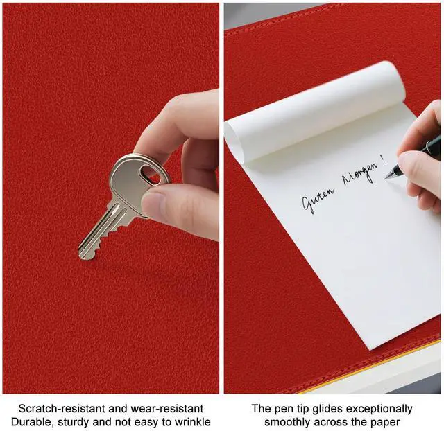 Alt view image 6 of 7 - Dual Sided Leather Desk Mat - Waterproof Desk Pad - Ideal for Large Mouse Pad and Desk Mats on Top of Desks (red, 33"*13")