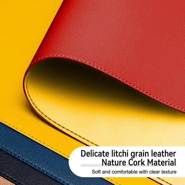 Alt view image 7 of 7 - Dual Sided Leather Desk Mat - Waterproof Desk Pad - Ideal for Large Mouse Pad and Desk Mats on Top of Desks (red, 33"*13")