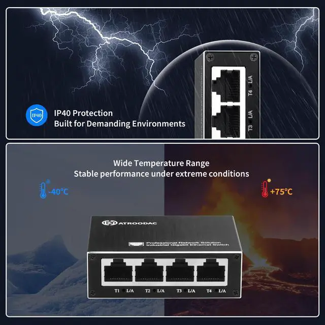 Alt view image 5 of 7 - Mini Ethernet Switch 5 Ports Gigabit Enhanced Protection 10/100/1000 Mbps Unmanaged Network Switch Plug & Play Office Ethernet Splitter Fanless Silent Metal Case Network Hub Desktop Design