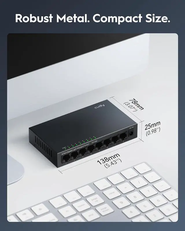 Alt view image 6 of 7 - 8 Port Gigabit Switch, Easy Smart Managed, Plug & Play Desktop/Wall-Mount, Sturdy Metal w, Support QoS, Vlan, IGMP and DHCP, GS108E