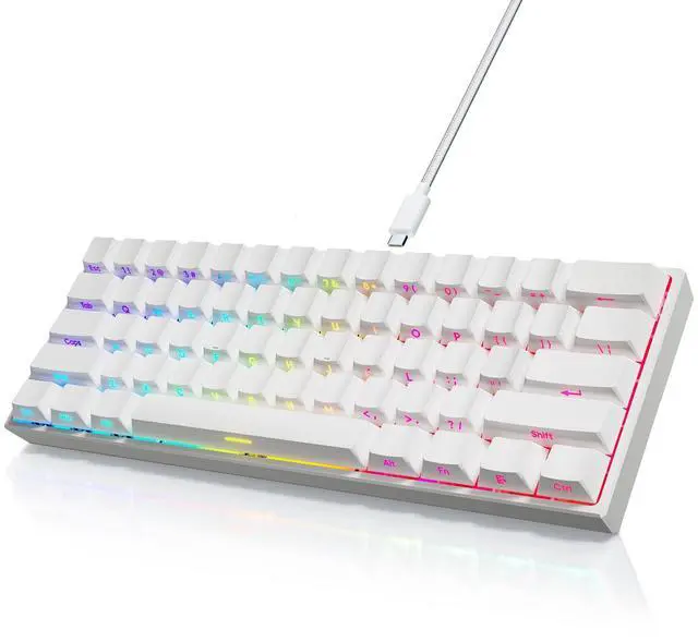 Main image of Mini 60% Mechanical Gaming Keyboard Wired, YK61 Hall Effect Magnetic Switch, Adjustable Actuation Rapid Trigger Mode, 8K Hz Polling Rate, Hot-Swap, 61 Keys RGB Backlit Side Printed PBT Keycaps (White)