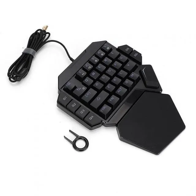 Main image of One Handed Keyboard, Wired RGB Mechanical Gaming Keyboard 35 Key Backlit USB Professional Mini Keypad Support 6 Macro Keys Portable Single Hand Ergonomic Controller Wrist Rest PC Gamer Laptop