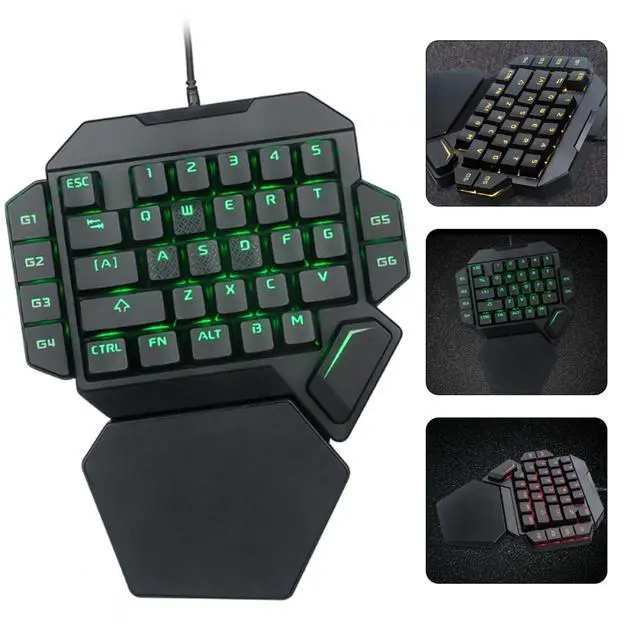Alt view image 5 of 7 - One Handed Keyboard, Wired RGB Mechanical Gaming Keyboard 35 Key Backlit USB Professional Mini Keypad Support 6 Macro Keys Portable Single Hand Ergonomic Controller Wrist Rest PC Gamer Laptop