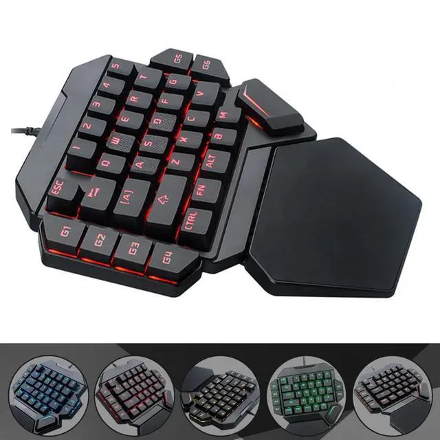 Alt view image 7 of 7 - One Handed Keyboard, Wired RGB Mechanical Gaming Keyboard 35 Key Backlit USB Professional Mini Keypad Support 6 Macro Keys Portable Single Hand Ergonomic Controller Wrist Rest PC Gamer Laptop
