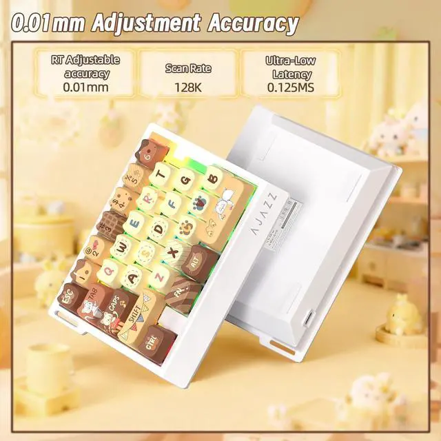 Alt view image 3 of 7 - AK029 Wired 29 Keys One-Handed RGB Gaming Keyboard with 8000HZ,0.01mm RT Magnetic Switches Adjustable Actuation,Hotswappable Mechanical Keyboard,Aluminum Plate,Web Driver for Gamers-Beige Cat
