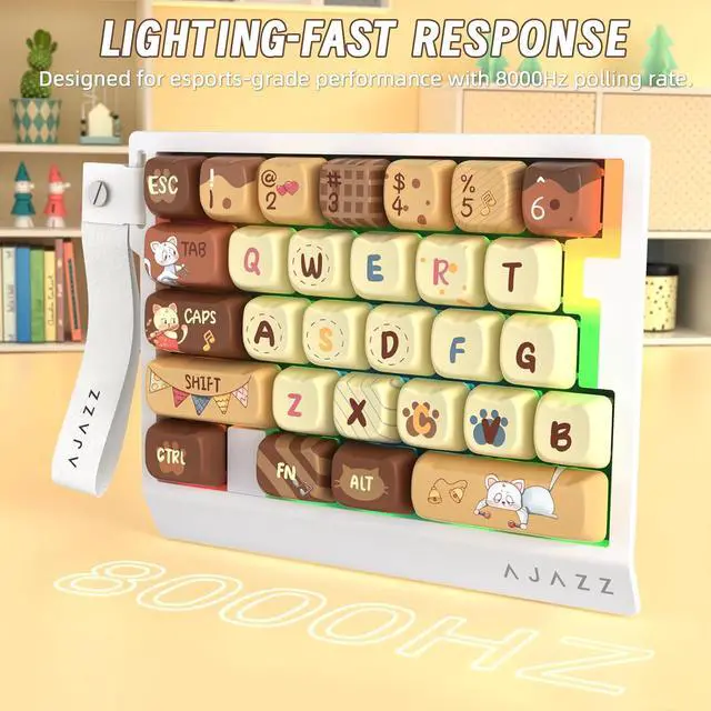 Alt view image 4 of 7 - AK029 Wired 29 Keys One-Handed RGB Gaming Keyboard with 8000HZ,0.01mm RT Magnetic Switches Adjustable Actuation,Hotswappable Mechanical Keyboard,Aluminum Plate,Web Driver for Gamers-Beige Cat