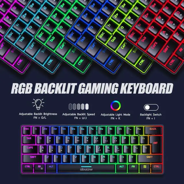 Alt view image 2 of 6 - Gaming Keyboard Minimalist Portable Wired Ultra-Compact Mini Imitation 61 Keys RGB Backlit Keyboard (Black)
