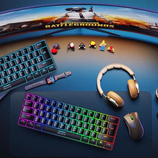 Alt view image 6 of 6 - Gaming Keyboard Minimalist Portable Wired Ultra-Compact Mini Imitation 61 Keys RGB Backlit Keyboard (Black)