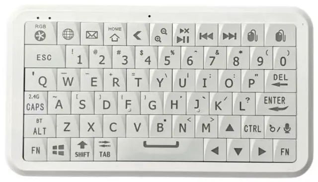 Main image of Mini Keyboard with Bluetooth 5.0/2.4G Dual Mode, Gyroscopic Motion Mouse, 64 Keys, RGB Backlight Options, Rechargeable Battery, Type-C Win/iOS/Android/(White)
