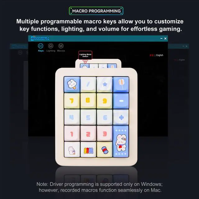 Alt view image 5 of 7 - K812 Wired Mechanical Numeric Keypad, 19-Key Hot-Swappable RGB Numpad, Macro Programmable, Detachable Type-C Cable, Game/Office Mode Switch for PC/Laptop/Desktop (Cream White)