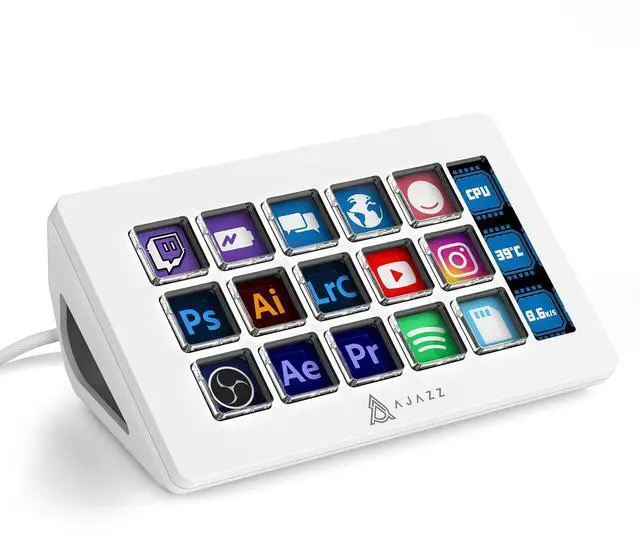 Main image of AKP153 Stream Studio Controller Keypad Type-c Wired with 15 Macro LCD Key&1 Side Screen Display Detachable Stand for Multi Action Triggered in Win MAC Twitter TikTok YouTube OBS App(White)