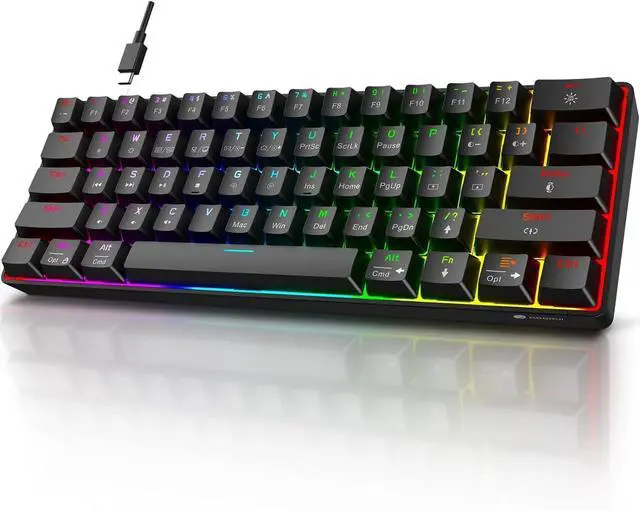 Main image of 60% Gaming Keyboards, 61 Keys Wired Ultra-Compact Mechanical Keyboard 26 RGB Backlit with Red Switch Mini Keyboards for Windows MacOS Linux