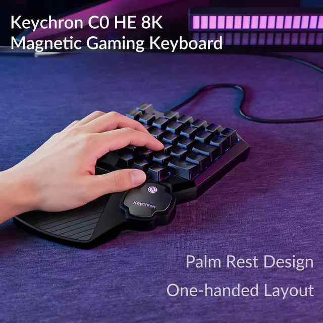 Alt view image 5 of 7 - C0 HE 8K Wired One-Handed Gaming Keypad, Rapid Trigger Hall Effect Magnetic Switches, 35 Programmable Keys, Per-Key RGB Lighting, Web-Based Configurator, Compatible with Windows & macOS