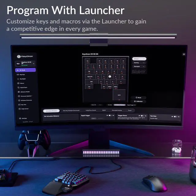Alt view image 7 of 7 - C0 HE 8K Wired One-Handed Gaming Keypad, Rapid Trigger Hall Effect Magnetic Switches, 35 Programmable Keys, Per-Key RGB Lighting, Web-Based Configurator, Compatible with Windows & macOS