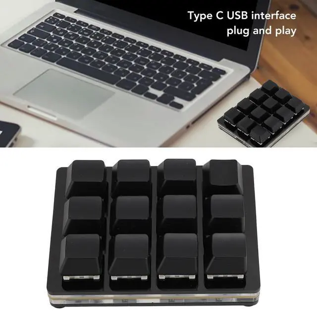 Alt view image 3 of 7 - RGB Mini 12 Key Gaming Keyboard, USB C Wired Macro Mechanical Keypad, Red Switch, Shortcut Custom Gaming Keyboard PC Keypad Key Board for Office Work Game (Black)