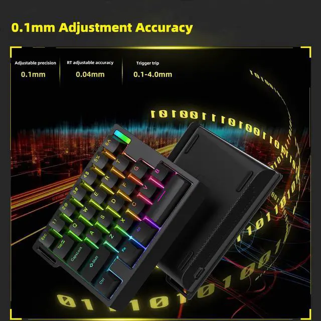 Alt view image 5 of 7 - HE30 Rapid Trigger Magnetic Switch Gaming Keyboard,One-Handed Hall Effect RGB HotSwap Adjustable Actuation 8kHz Hyper Fast Mini Macro Gasket E-Sports Keypad Ergonomic Mechanical Keyboard (White)