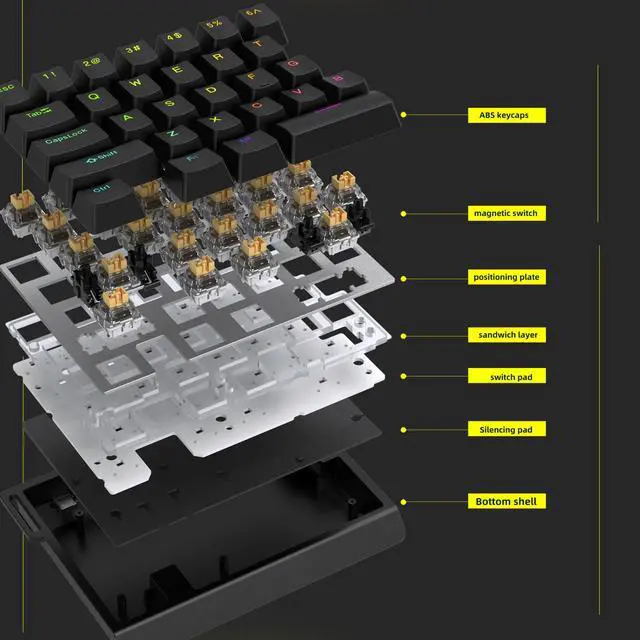 Alt view image 3 of 7 - HE30 Rapid Trigger Magnetic Switch Gaming Keyboard,One-Handed Hall Effect RGB HotSwap Adjustable Actuation 8kHz Hyper Fast Mini Macro Gasket E-Sports Keypad Ergonomic Mechanical Keyboard (White)