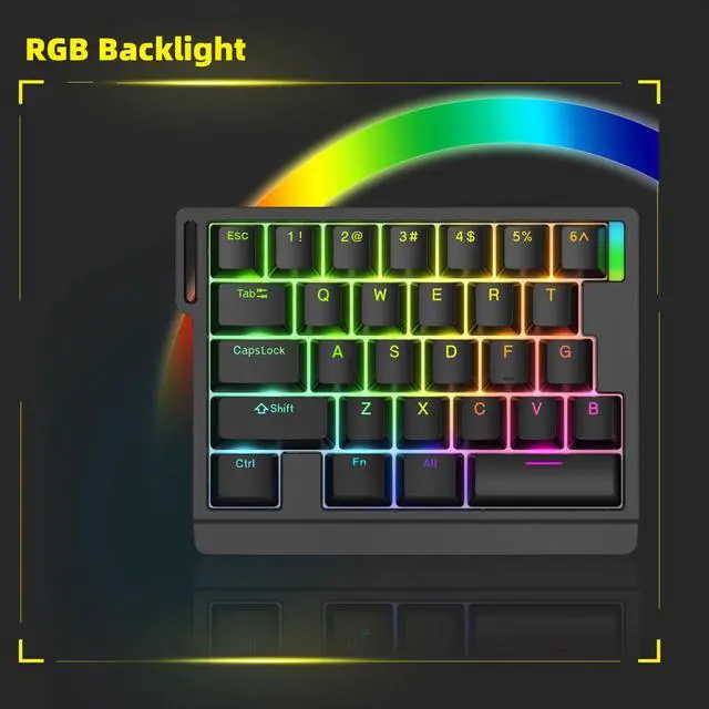 Alt view image 7 of 7 - HE30 Rapid Trigger Magnetic Switch Gaming Keyboard,One-Handed Hall Effect RGB HotSwap Adjustable Actuation 8kHz Hyper Fast Mini Macro Gasket E-Sports Keypad Ergonomic Mechanical Keyboard (White)