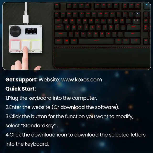 Alt view image 3 of 7 - KPXOS OSU3X O3C Custom Gaming Keyboard with Magnetic Switches, Rapid Trigger Macro Keyboard for OSU and for Geometry Dash, RGB Backlight, Hall Effect he Magnetic Keyboard (White)