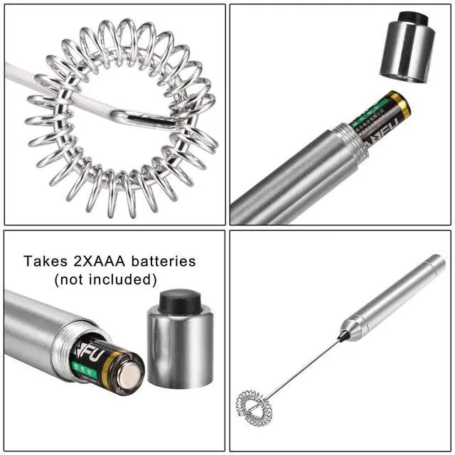 Alt view image 4 of 7 - Milk Frother Handheld Electric Milk Foamer Portable Mini Mixer Machine Stainless Steel Touch Handheld Espresso Mixer Battery Operated Frother Coffee Stirrer Maker for Hot Chocolate Coffee