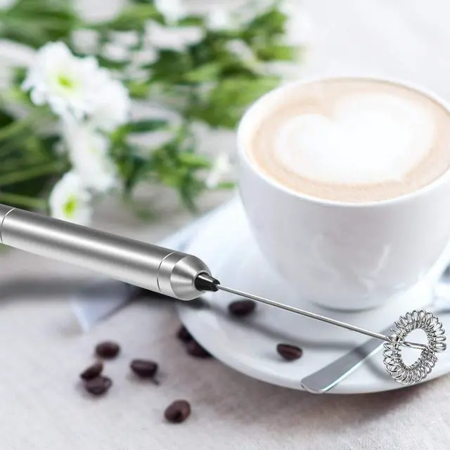 Alt view image 6 of 7 - Milk Frother Handheld Electric Milk Foamer Portable Mini Mixer Machine Stainless Steel Touch Handheld Espresso Mixer Battery Operated Frother Coffee Stirrer Maker for Hot Chocolate Coffee
