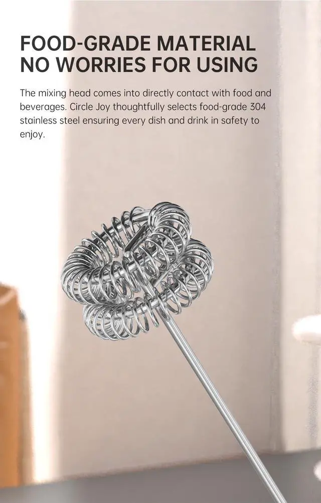 Alt view image 6 of 7 - Handheld Milk Frother Wand Rechargeable with Stand - Double Whisk Milk Frother Handheld -3 Speed Levels- Coffee Stirrers Electric Drink Mixer - Coffee Frother (Stainless Steel without Stand)