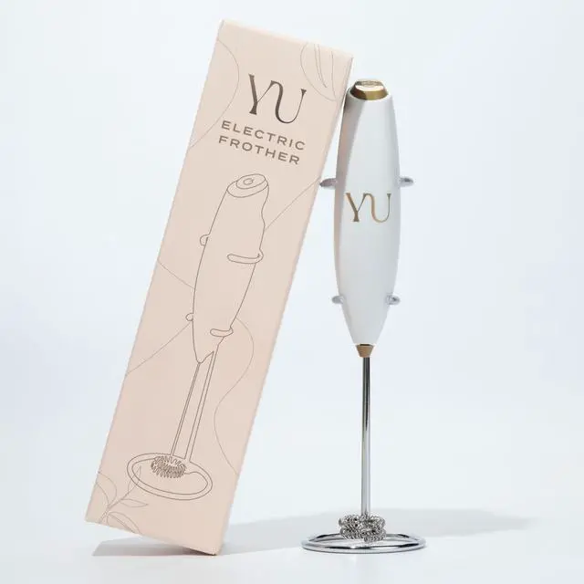 Alt view image 2 of 3 - Tea Handheld Electric Milk Frother with Stand | Dual Whisk Frother for Matcha, Sencha, Hojicha, Genmaicha Powder | Quick Mix for Lattes, Smoothies & Baking | AA Batteries Required