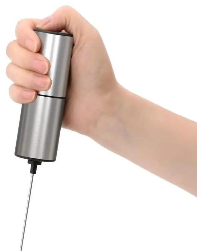 Alt view image 3 of 6 - hand frother Stainless Steel Battery-Operated &Coffee Stirrer for Lattes, Cappuccinos, Matcha, Hot Chocolate, Smoothies, and More. Includes a Metal Stand for Easy Storage and Use. (Steel)
