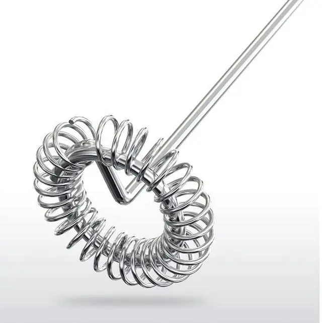 Alt view image 4 of 6 - hand frother Stainless Steel Battery-Operated &Coffee Stirrer for Lattes, Cappuccinos, Matcha, Hot Chocolate, Smoothies, and More. Includes a Metal Stand for Easy Storage and Use. (Steel)