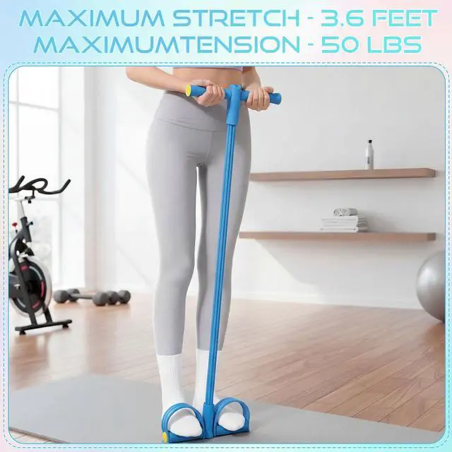 Alt view image 2 of 6 - 2 Pcs Fitness Resistance Bands 6 Tube Pedal Resistance Bands with Handles 8 Shaped Training Elastic Ropes Multifunction Tension Ropes for Waist Arm Shoulder Leg Back Home Workout(Blue)
