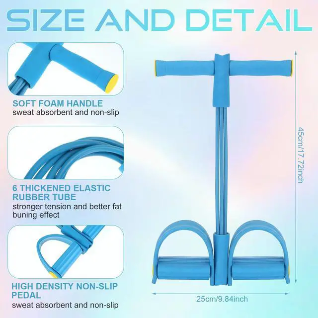 Alt view image 3 of 6 - 2 Pcs Fitness Resistance Bands 6 Tube Pedal Resistance Bands with Handles 8 Shaped Training Elastic Ropes Multifunction Tension Ropes for Waist Arm Shoulder Leg Back Home Workout(Blue)