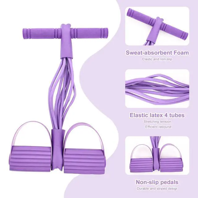 Alt view image 2 of 6 - 21 Fitness Resistance Bands-8 Tube Pedal Ankle Puller, Foot Pedal Resistance Band, Sit Up Exercise Equipment for Women Men Home Workouts, Yoga, and Resistance Training