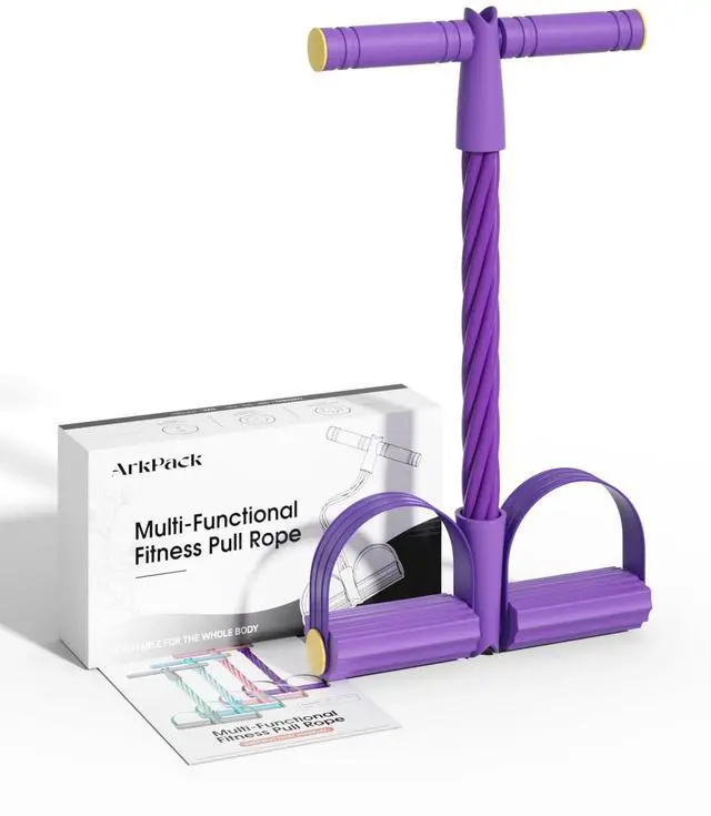 Main image of Pedal Resistance Band with Handle,6-Tubes Elastic Pull Rope Fitness Foot Pedal Resistance Bands for Women Girls Bestie Yoga Pilates Exercise Legs Calves Waist Arms Abdomen- Purple