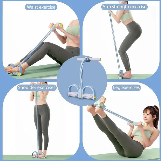 Alt view image 3 of 6 - Foot Pedal Resistance Band,6-Tube Pedal Puller Resistance Rope,Yoga Elastic Exercise Bands, for Women Jump Fitness, Abdomen/Arm Weight/Waist/Leg Stretching Slimming Training(Blue)