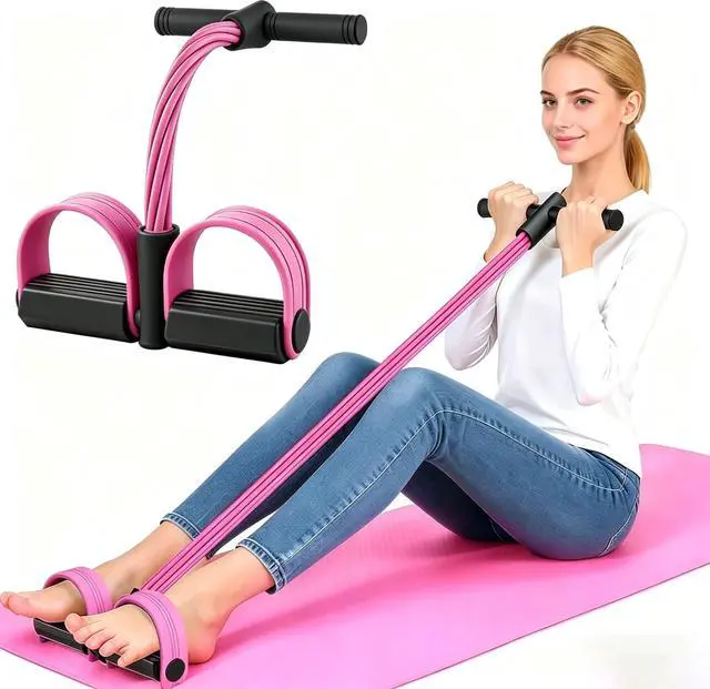 Main image of 6-Tube Pedal Resistance Band for Women,Fixed High Resistance Foot Pedal Exerciser,Anti-Snap Home Gym Workout Equipment for Abdomen,Waist,Arm,Leg,Glutes,Full Body Toning & Strength Training (Pink)