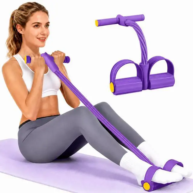 Main image of Pedal Resistance Bands with Handles, Durable 6-Tubes Multifunction Resistance Band, Natural Rubber Foot Pedal Resistance Bands, Fitness Resistance Bands for Abdomen, Waist, Arm, Leg, Pilates (Purple)