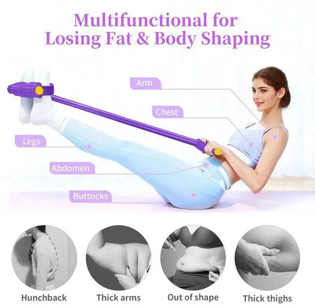 Alt view image 6 of 7 - Pedal Resistance Bands with Handles, Durable 6-Tubes Multifunction Resistance Band, Natural Rubber Foot Pedal Resistance Bands, Fitness Resistance Bands for Abdomen, Waist, Arm, Leg, Pilates (Purple)