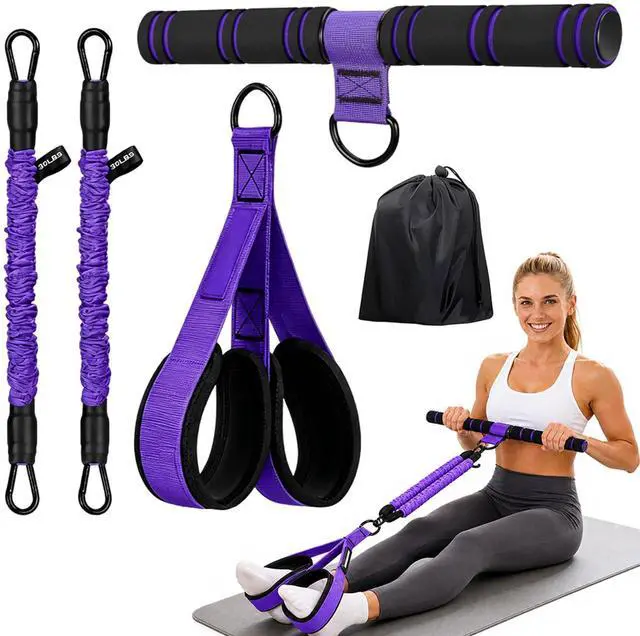 Main image of Upgraded Pedal Resistance Band with Handle, Protective Nylon Sleeves & Adjustable 30/60LBS, Sit-up Workout Equipment for Core/ABS, Waist, Arm, Leg, Portable Home Gym for Men & Women Body Shaping