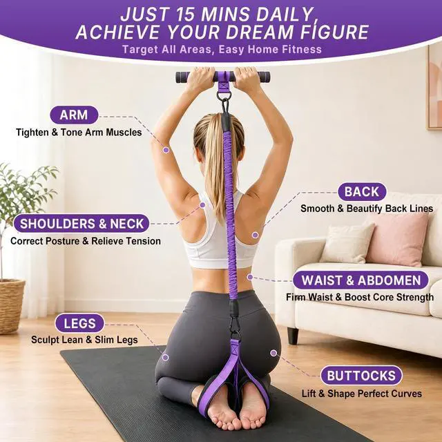 Alt view image 4 of 7 - Upgraded Pedal Resistance Band with Handle, Protective Nylon Sleeves & Adjustable 30/60LBS, Sit-up Workout Equipment for Core/ABS, Waist, Arm, Leg, Portable Home Gym for Men & Women Body Shaping