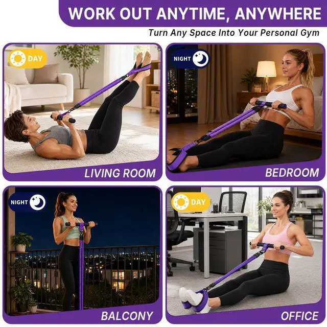 Alt view image 7 of 7 - Upgraded Pedal Resistance Band with Handle, Protective Nylon Sleeves & Adjustable 30/60LBS, Sit-up Workout Equipment for Core/ABS, Waist, Arm, Leg, Portable Home Gym for Men & Women Body Shaping