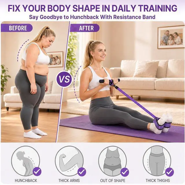 Alt view image 2 of 7 - Upgraded Pedal Resistance Band with Handle, Protective Nylon Sleeves & Adjustable 30/60LBS, Sit-up Workout Equipment for Core/ABS, Waist, Arm, Leg, Portable Home Gym for Men & Women Body Shaping