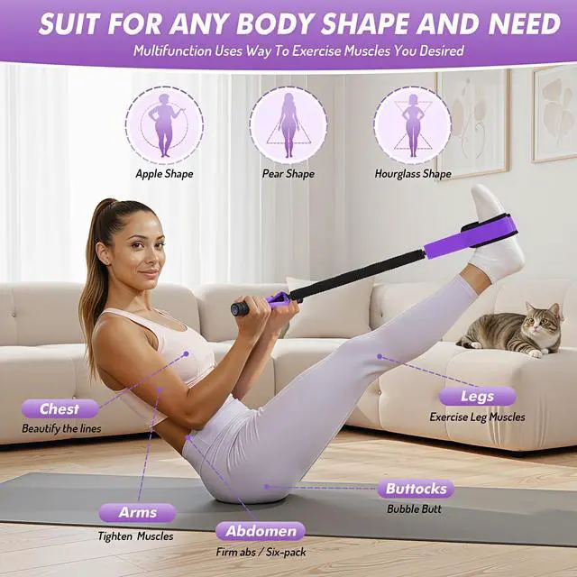 Alt view image 2 of 7 - Pedal Resistance Band with Handle | Upgraded 55LBS Exercise Resistance Bands for Core, Abs, Legs, Glutes, Arms, Strength, Physical Therapy, Pilates, Sit Up Workout Equipment for Women Home Gym