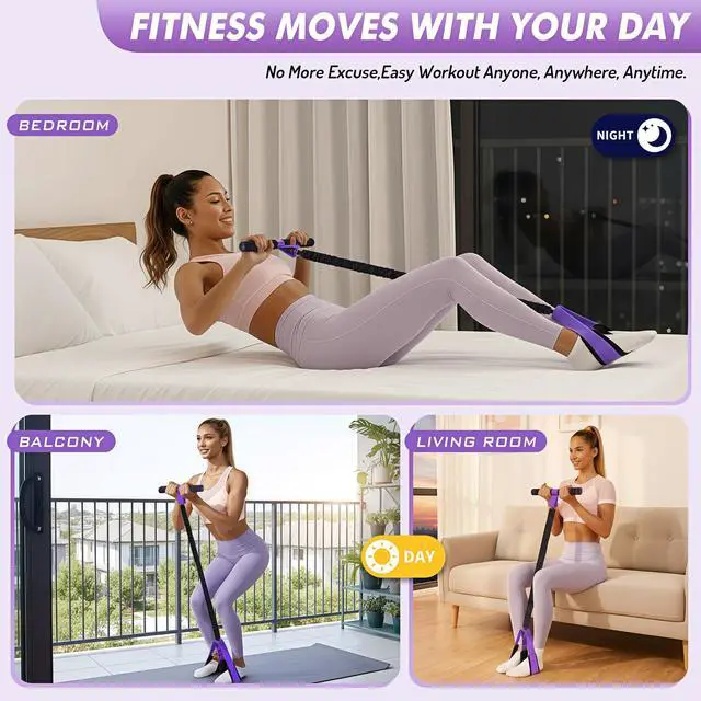 Alt view image 6 of 7 - Pedal Resistance Band with Handle | Upgraded 55LBS Exercise Resistance Bands for Core, Abs, Legs, Glutes, Arms, Strength, Physical Therapy, Pilates, Sit Up Workout Equipment for Women Home Gym