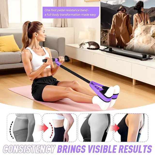 Alt view image 6 of 7 - Foot Pedal Resistance Band, Resistance Band with Handle, Exercise Bands for Home Gym Workout Equipment, Sit Up Exercise Equipment for Abdomen, Waist, Arm, Leg Stretching Slimming Training